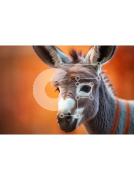 Σετ των 2 Intra Συλλεκτικό Ξύλινο Παζλ Plywood  4mm - Γάιδαρος με καφέ και λευκό παλτό στο γρασίδι Σε Ξύλινο Κουτί - Διαστάσεις: 10x10 cm – 25 κομμάτια