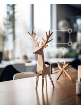 Intra Συλλεκτικό Ξύλινο Παζλ Plywood  4mm - Εορταστικό ξύλινο ειδώλιο ελαφιού στην τραπεζαρία Σε Ξύλινο Κουτί - Διαστάσεις Puzzle: 10x10 cm – 25 κομμάτια