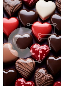 Σετ των 2 Intra Συλλεκτικό Ξύλινο Παζλ Plywood  4mm - Ποικιλία σοκολάτες σε σχήμα καρδιάς σε ένα τραπέζι Σε Ξύλινο Κουτί - Διαστάσεις: 10x10 cm – 25 κομμάτια