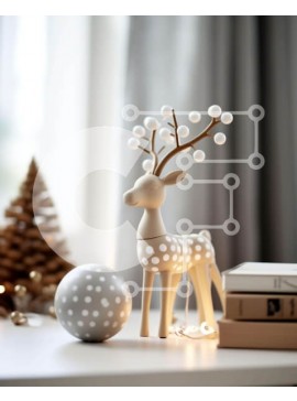 Intra Συλλεκτικό Ξύλινο Παζλ Plywood  4mm - Χριστουγεννιάτικα στολίδια με ειδώλιο ελαφιού και βιβλία Σε Ξύλινο Κουτί - Διαστάσεις Puzzle: 10x10 cm – 25 κομμάτια