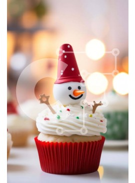 Σετ των 2 Intra Συλλεκτικό Ξύλινο Παζλ Plywood  4mm - Εορταστικό Cupcake Χιονάνθρωπος με Κόκκινα Πασπαλίσματα Σε Ξύλινο Κουτί - Διαστάσεις: 10x10 cm – 25 κομμάτια