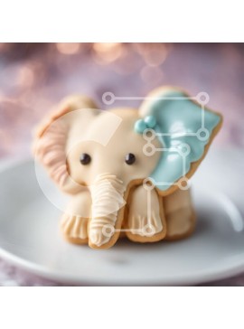 Σετ των 2 Intra Συλλεκτικό Ξύλινο Παζλ Plywood  4mm - Μπισκότο σε σχήμα ελέφαντα σε λευκό πιάτο Σε Ξύλινο Κουτί - Διαστάσεις: 10x10 cm – 25 κομμάτια