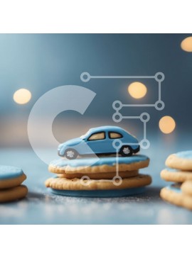 Σετ των 2 Intra Συλλεκτικό Ξύλινο Παζλ Plywood  4mm - Στοίβα μπλε μπισκότα με αυτοκίνητο παιχνιδιών Σε Ξύλινο Κουτί - Διαστάσεις: 10x10 cm – 25 κομμάτια