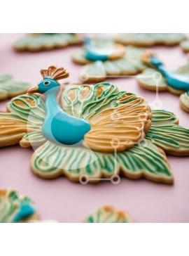 Σετ των 2 Intra Συλλεκτικό Ξύλινο Παζλ Plywood  4mm - Διακοσμημένα μπισκότα εμπνευσμένα από το παγώνι Σε Ξύλινο Κουτί - Διαστάσεις: 10x10 cm – 25 κομμάτια