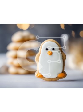 Σετ των 2 Intra Συλλεκτικό Ξύλινο Παζλ Plywood  4mm - Μπισκότο σε σχήμα πιγκουίνου με στοίβες μπισκότων Σε Ξύλινο Κουτί - Διαστάσεις: 10x10 cm – 25 κομμάτια