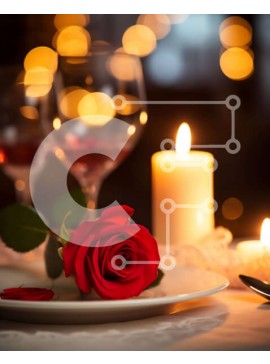 Σετ των 2 Intra Συλλεκτικό Ξύλινο Παζλ Plywood  4mm - Κομψό Τραπέζι με Κηροπήγια και Κόκκινο Τριαντάφυλλο Σε Ξύλινο Κουτί - Διαστάσεις: 10x10 cm – 25 κομμάτια