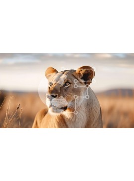 Intra Συλλεκτικό Ξύλινο Παζλ Plywood  4mm - Λιοντάρι στο γρασίδι που κοιτάζει ευθεία μπροστά Σε Ξύλινο Κουτί - Διαστάσεις: 10x10 cm – 25 κομμάτια