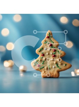 Σετ των 2 Intra Συλλεκτικό Ξύλινο Παζλ Plywood  4mm - Διακοσμημένο μπισκότο χριστουγεννιάτικου δέντρου σε αφηρημένο μπλε φόντο bokeh Σε Ξύλινο Κουτί - Διαστάσεις: 10x10 cm – 25 κομμάτια