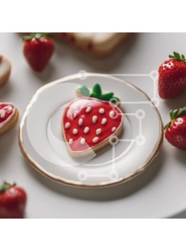 Σετ των 2 Intra Συλλεκτικό Ξύλινο Παζλ Plywood  4mm - Πιάτο με μπισκότα διακοσμημένο με φράουλες Σε Ξύλινο Κουτί - Διαστάσεις: 10x10 cm – 25 κομμάτια