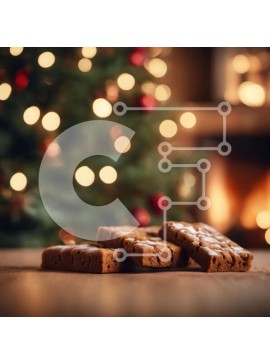 Σετ των 2 Intra Συλλεκτικό Ξύλινο Παζλ Plywood  4mm - Νόστιμα μπράουνις μπροστά από ένα φωτισμένο χριστουγεννιάτικο δέντρο Σε Ξύλινο Κουτί - Διαστάσεις: 10x10 cm – 25 κομμάτια