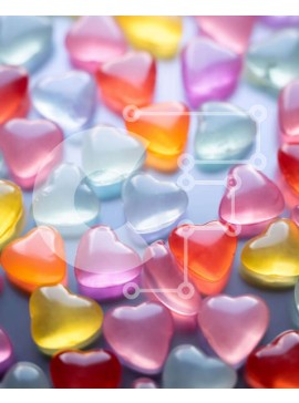 Σετ των 2 Intra Συλλεκτικό Ξύλινο Παζλ Plywood  4mm - Πολύχρωμες καραμέλες σε σχήμα καρδιάς σε ένα τραπέζι Σε Ξύλινο Κουτί - Διαστάσεις: 10x10 cm – 25 κομμάτια