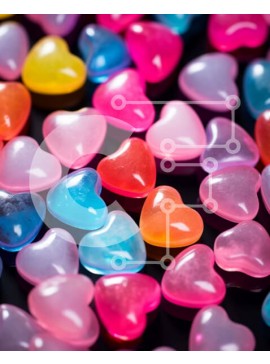 Σετ των 2 Intra Συλλεκτικό Ξύλινο Παζλ Plywood  4mm - Πολύχρωμη καραμέλα σε σχήμα καρδιάς στο τραπέζι Σε Ξύλινο Κουτί - Διαστάσεις: 10x10 cm – 25 κομμάτια