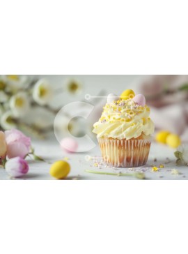 Σετ των 2 Intra Συλλεκτικό Ξύλινο Παζλ Plywood  4mm - Cupcake με πασχαλινό θέμα με λουλούδια και αυγά Σε Ξύλινο Κουτί - Διαστάσεις: 10x10 cm – 25 κομμάτια