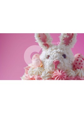 Σετ των 2 Intra Συλλεκτικό Ξύλινο Παζλ Plywood  4mm - Πασχαλινό κέικ σε σχήμα λαγουδάκι με ροζ και λευκό παγωμένο Σε Ξύλινο Κουτί - Διαστάσεις: 10x10 cm – 25 κομμάτια