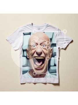 Intra Συλλεκτικό Ξύλινο Παζλ Plywood  4mm - Ευτυχισμένος άνδρας με άσπρο μπλουζάκι με ανοιχτό στόμα που χαμογελά Σε Ξύλινο Κουτί - Διαστάσεις Puzzle: 10x10 cm – 25 κομμάτια