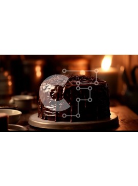 Σετ των 2 Intra Συλλεκτικό Ξύλινο Παζλ Plywood  4mm - Λαχταριστό κέικ σοκολάτας με γλάσο σοκολάτας και αναμμένο κερί Σε Ξύλινο Κουτί - Διαστάσεις: 10x10 cm – 25 κομμάτια
