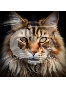 Intra Συλλεκτικό Ξύλινο Παζλ Plywood  4mm - Έντονη κινηματογράφηση σε πρώτο πλάνο της χνουδωτής γάτας με πράσινα μάτια Σε Ξύλινο Κουτί - Διαστάσεις: 10x10 cm – 25 κομμάτια