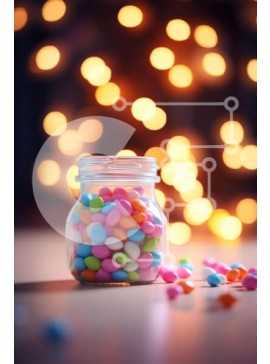 Σετ των 2 Intra Συλλεκτικό Ξύλινο Παζλ Plywood  4mm - Πολύχρωμα καλάμια καραμελών σε γυάλινο βάζο Σε Ξύλινο Κουτί - Διαστάσεις: 10x10 cm – 25 κομμάτια