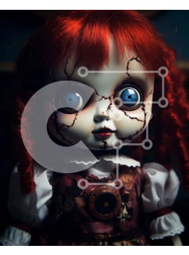 Intra Συλλεκτικό Ξύλινο Παζλ Plywood  4mm - Vintage κούκλα με κόκκινα μαλλιά και μπλε μάτια Σε Ξύλινο Κουτί - Διαστάσεις Puzzle: 10x10 cm – 25 κομμάτια