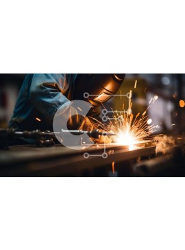 Intra Συλλεκτικό Ξύλινο Παζλ Plywood  4mm - Συγκολλητής που εργάζεται σε βιομηχανικό περιβάλλον με σπινθήρες να πετούν Σε Ξύλινο Κουτί - Διαστάσεις Puzzle: 10x10 cm – 25 κομμάτια