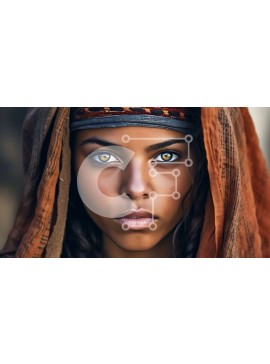 Intra Συλλεκτικό Ξύλινο Παζλ Plywood  4mm - Σοβαρή γυναίκα με σγουρά μαλλιά και μαντίλα - Φωτογραφία Αρχείου Σε Ξύλινο Κουτί - Διαστάσεις Puzzle: 10x10 cm – 25 κομμάτια