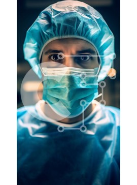 Intra Συλλεκτικό Ξύλινο Παζλ Plywood  4mm - Επαγγελματίας χειρουργός με μπλε χειρουργική μάσκα και φόρεμα με στηθοσκόπιο Σε Ξύλινο Κουτί - Διαστάσεις Puzzle: 10x10 cm – 25 κομμάτια