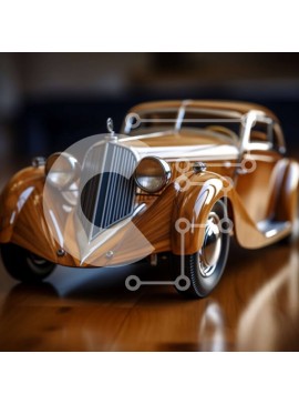 Intra Συλλεκτικό Ξύλινο Παζλ Plywood  4mm - Vintage αυτοκίνητο με ξύλινο σώμα και μεταλλικές πινελιές Σε Ξύλινο Κουτί - Διαστάσεις Puzzle: 10x10 cm – 25 κομμάτια