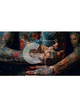 Intra Συλλεκτικό Ξύλινο Παζλ Plywood  4mm - Άνδρας με πολύχρωμο Floral μανίκι τατουάζ Σε Ξύλινο Κουτί - Διαστάσεις Puzzle: 10x10 cm – 25 κομμάτια