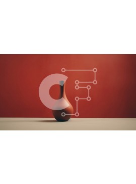 Intra Συλλεκτικό Ξύλινο Παζλ Plywood  4mm - Κόκκινος τοίχος και καφέ βάζο σε εσωτερικό χώρο Σε Ξύλινο Κουτί - Διαστάσεις Puzzle: 10x10 cm – 25 κομμάτια