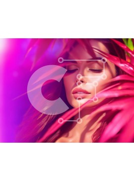 Intra Συλλεκτικό Ξύλινο Παζλ Plywood  4mm - Αισθησιακή ομορφιά: Γυναίκα με κλειστά μάτια και φύλλα φοίνικα Σε Ξύλινο Κουτί - Διαστάσεις Puzzle: 10x10 cm – 25 κομμάτια