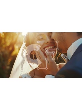 Intra Συλλεκτικό Ξύλινο Παζλ Plywood  4mm - Νεόνυμφο ζευγάρι αγκαλιάζεται και φιλιέται στο μάγουλο Σε Ξύλινο Κουτί - Διαστάσεις Puzzle: 10x10 cm – 25 κομμάτια