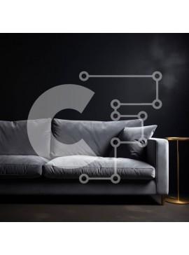 Intra Συλλεκτικό Ξύλινο Παζλ Plywood  4mm - Σκοτεινό δωμάτιο με γκρι καναπέ και πίνακα φωτιστικών Σε Ξύλινο Κουτί - Διαστάσεις Puzzle: 10x10 cm – 25 κομμάτια