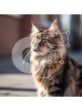 Intra Συλλεκτικό Ξύλινο Παζλ Plywood  4mm - Αξιολάτρευτη μακρυμάλλη γάτα που κάθεται στο πεζοδρόμιο με τα αυτιά ψηλά Σε Ξύλινο Κουτί - Διαστάσεις: 10x10 cm – 25 κομμάτια