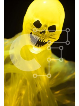 Intra Συλλεκτικό Ξύλινο Παζλ Plywood  4mm - Ανατριχιαστικό κρανίο αποκριών με μάσκα και κοστούμι Σε Ξύλινο Κουτί - Διαστάσεις Puzzle: 10x10 cm – 25 κομμάτια