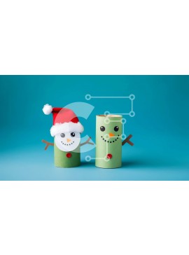 Intra Συλλεκτικό Ξύλινο Παζλ Plywood  4mm - Χειροτεχνίες από χαρτί υγείας χιονάνθρωπος και καπέλο του Άη Βασίλη Σε Ξύλινο Κουτί - Διαστάσεις Puzzle: 10x10 cm – 25 κομμάτια