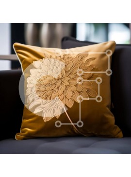 Intra Συλλεκτικό Ξύλινο Παζλ Plywood  4mm - Μαξιλάρι σε χρυσό χρώμα με περίπλοκο φλοράλ σχέδιο σε μαύρο καναπέ Σε Ξύλινο Κουτί - Διαστάσεις Puzzle: 10x10 cm – 25 κομμάτια