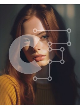 Intra Συλλεκτικό Ξύλινο Παζλ Plywood  4mm - Σοβαρή νεαρή γυναίκα με κίτρινο πουλόβερ με μακριά κόκκινα μαλλιά Σε Ξύλινο Κουτί - Διαστάσεις Puzzle: 10x10 cm – 25 κομμάτια