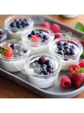 Σετ των 2 Intra Συλλεκτικό Ξύλινο Παζλ Plywood  4mm - Ποικιλία φρούτων και γιαουρτιού σε δίσκο Σε Ξύλινο Κουτί - Διαστάσεις: 10x10 cm – 25 κομμάτια