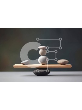 Intra Συλλεκτικό Ξύλινο Παζλ Plywood  4mm - Ζυγαριά ισορροπίας με τρεις πέτρες που αντιπροσωπεύουν τη σημασία της ισορροπίας στη ζωή Σε Ξύλινο Κουτί - Διαστάσεις Puzzle: 10x10 cm – 25 κομμάτια