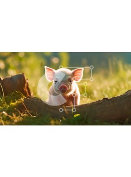 Intra Συλλεκτικό Ξύλινο Παζλ Plywood  4mm - Χαριτωμένη εικόνα ενός γουρουνιού σε ένα λιβάδι Σε Ξύλινο Κουτί - Διαστάσεις: 10x10 cm – 25 κομμάτια