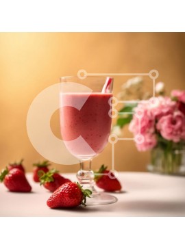 Σετ των 2 Intra Συλλεκτικό Ξύλινο Παζλ Plywood  4mm - Smoothie φράουλας με ροζ τριαντάφυλλα Σε Ξύλινο Κουτί - Διαστάσεις: 10x10 cm – 25 κομμάτια