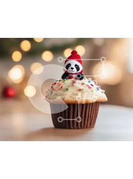 Σετ των 2 Intra Συλλεκτικό Ξύλινο Παζλ Plywood  4mm - Panda Cupcake με Κόκκινα και Λευκά Πασπαλίσματα Σε Ξύλινο Κουτί - Διαστάσεις: 10x10 cm – 25 κομμάτια