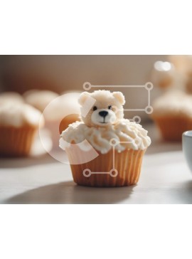 Σετ των 2 Intra Συλλεκτικό Ξύλινο Παζλ Plywood  4mm - Λευκό Cupcake με πάγωμα σε σχήμα αρκουδάκι Σε Ξύλινο Κουτί - Διαστάσεις: 10x10 cm – 25 κομμάτια