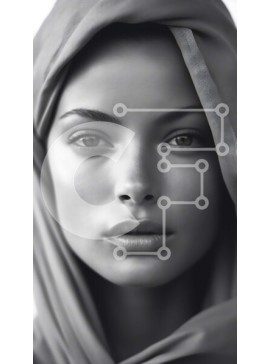 Intra Συλλεκτικό Ξύλινο Παζλ Plywood  4mm - Σοβαρό πορτρέτο γυναίκας Hijabi Σε Ξύλινο Κουτί - Διαστάσεις Puzzle: 10x10 cm – 25 κομμάτια