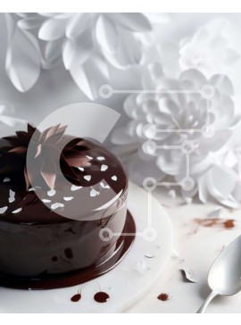 Σετ των 2 Intra Συλλεκτικό Ξύλινο Παζλ Plywood  4mm - Κέικ σοκολάτας με λευκά λουλούδια διακοσμητικά Σε Ξύλινο Κουτί - Διαστάσεις: 10x10 cm – 25 κομμάτια