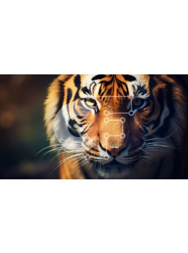 Intra Συλλεκτικό Ξύλινο Παζλ Plywood  4mm - Κοντινό πλάνο του προσώπου μιας τίγρης Σε Ξύλινο Κουτί - Διαστάσεις: 10x10 cm – 25 κομμάτια