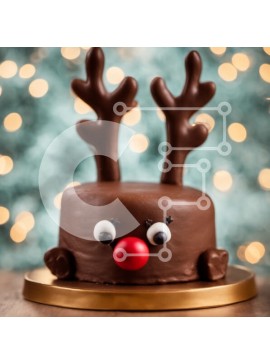 Σετ των 2 Intra Συλλεκτικό Ξύλινο Παζλ Plywood  4mm - Σοκολατένιο κέικ ταράνδων για την εορταστική περίοδο Σε Ξύλινο Κουτί - Διαστάσεις: 10x10 cm – 25 κομμάτια