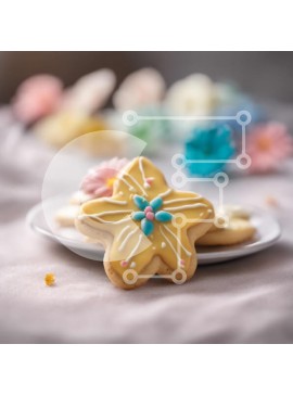 Σετ των 2 Intra Συλλεκτικό Ξύλινο Παζλ Plywood  4mm - Διακοσμημένα μπισκότα σε λευκό πιάτο Σε Ξύλινο Κουτί - Διαστάσεις: 10x10 cm – 25 κομμάτια