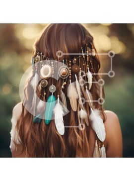 Intra Συλλεκτικό Ξύλινο Παζλ Plywood  4mm - Γαλήνια γυναίκα με κόμμωση ιθαγενών αμερικανικού τύπου Σε Ξύλινο Κουτί - Διαστάσεις Puzzle: 10x10 cm – 25 κομμάτια