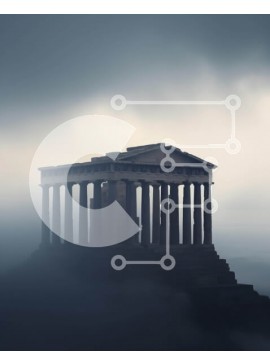 Intra Συλλεκτικό Ξύλινο Παζλ Plywood  4mm - Αρχαίο κτήριο σε συννεφιασμένο καιρό Σε Ξύλινο Κουτί - Διαστάσεις Puzzle: 10x10 cm – 25 κομμάτια